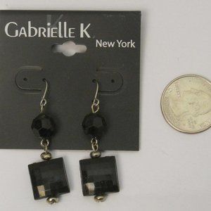 GABRIELLE K NEW YORK Earrings Drop Dangle Black Beads Hook Fasteners